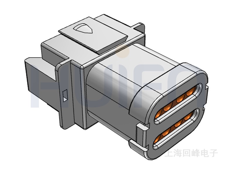 2*4PIN 公端子护套 线到线 可密封 灰色塑壳