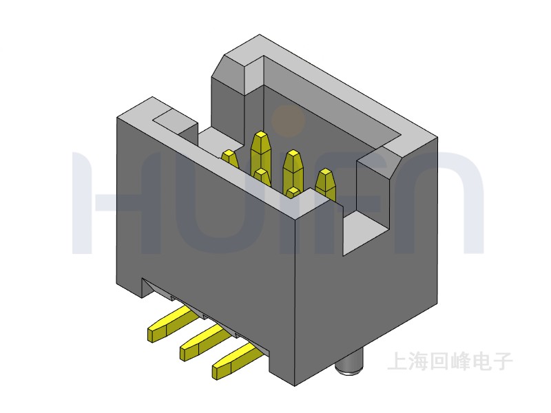 1.27mm牛角 双排双塑 2*3PIN DIP 带固定柱