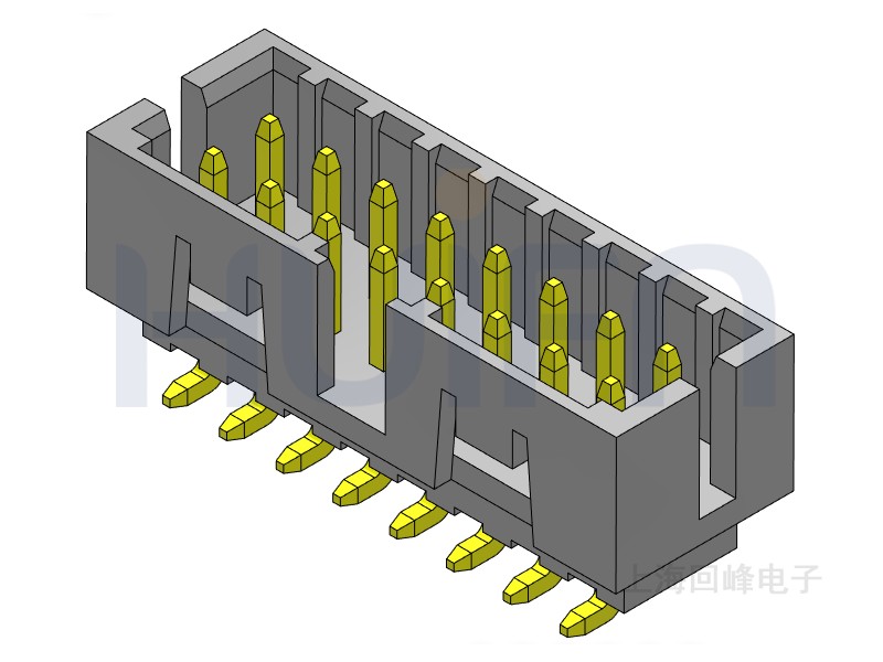 2.0mm简牛 双排单塑 SMT 2*8PIN  黑色