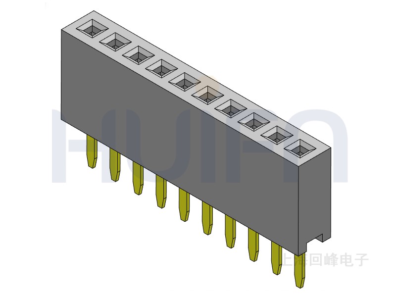 1.27mm 单排单塑 180度 1*10PIN  排母