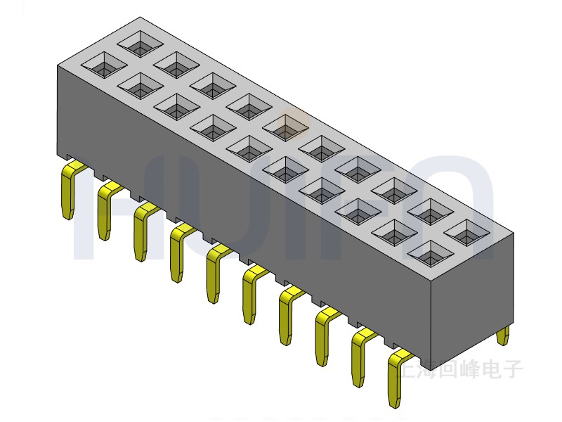 2.0mm排母 双排双塑 DIP 90度弯脚