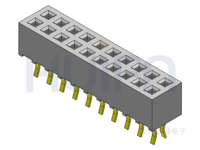 2.0mm排母 双排双塑 DIP 180度 2*10PIN