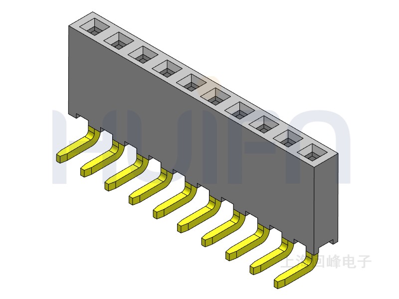 2.0mm排母 单排单塑 DIP 90度 1*40PIN