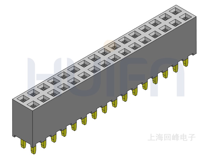 2.0mm排母 双排双塑 DIP 180度