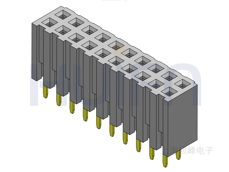 2.0mm排母 双排双塑 DIP 180度 2*40PIN