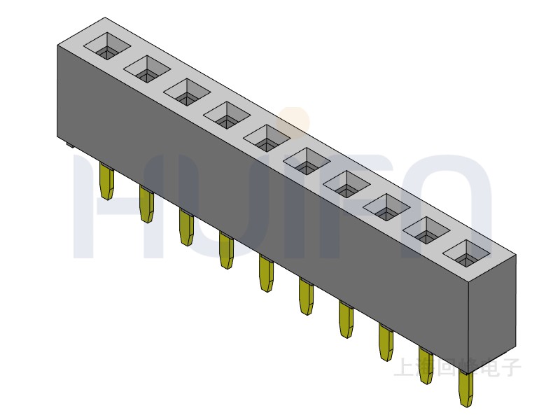 2.0mm排母 单排单塑 DIP 180度 1*40PIN