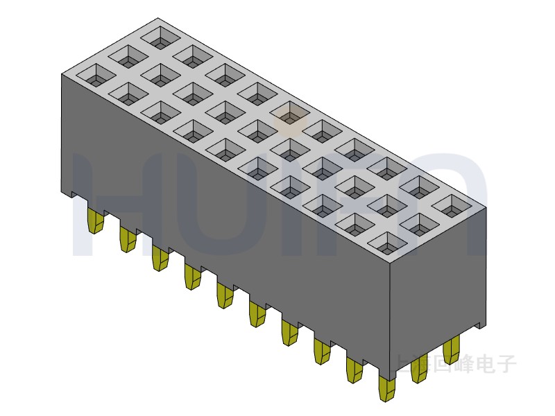 2.0mm排母 三排单塑 DIP 180度 3*40PIN