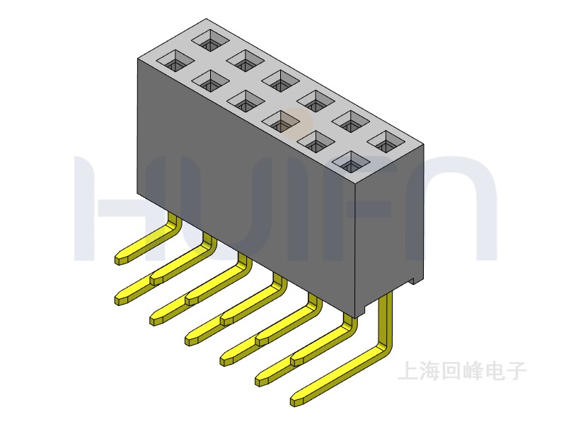 2.54mm排母 双排单塑 DIP 90度弯脚