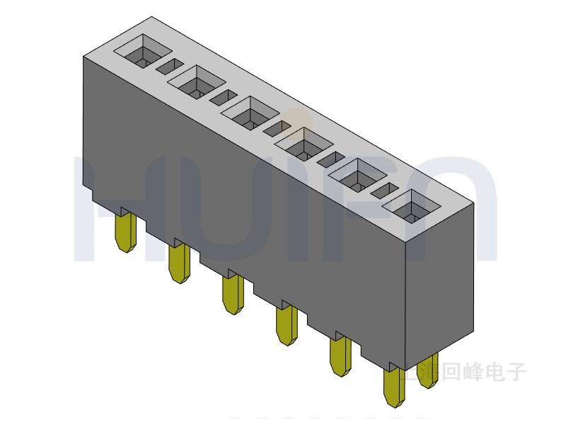 3.96mm排母 单排单塑 DIP 180度 1*40PIN