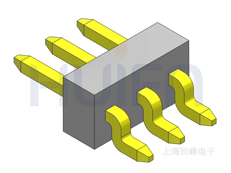 1.0mm 单塑 SMT 90度 1*3PIN  排针