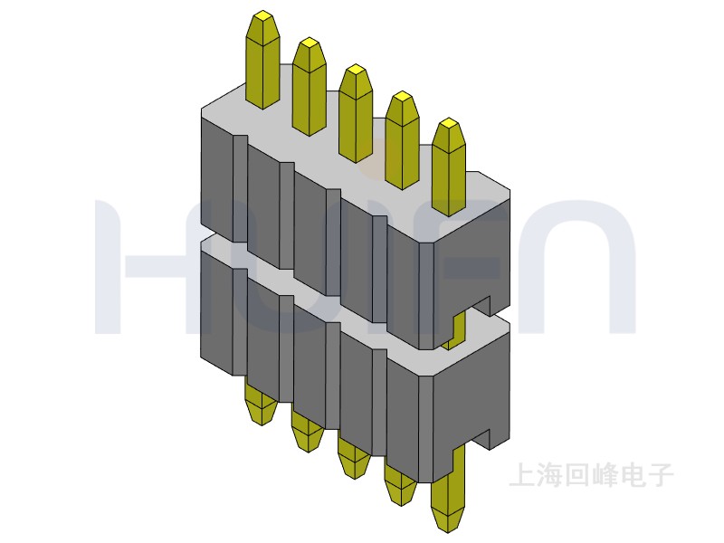 1.27mm 双塑单排 180度 1*5PIN 排针