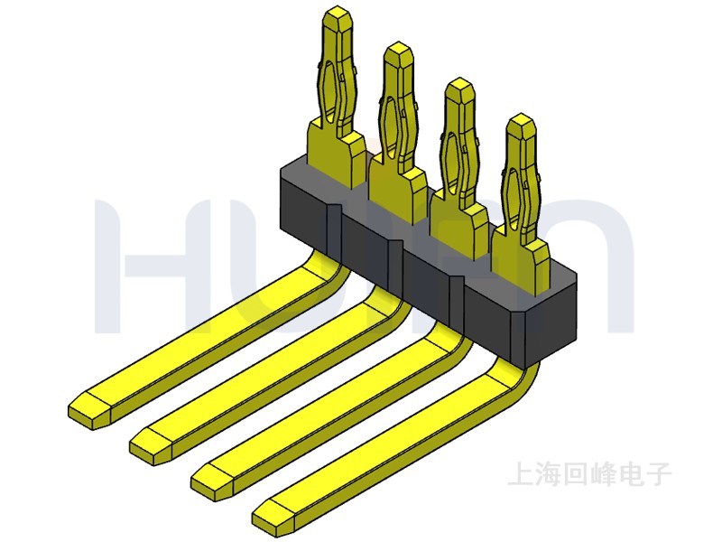 3.33mm鱼眼排针 单排单塑 90度弯脚 磷青铜