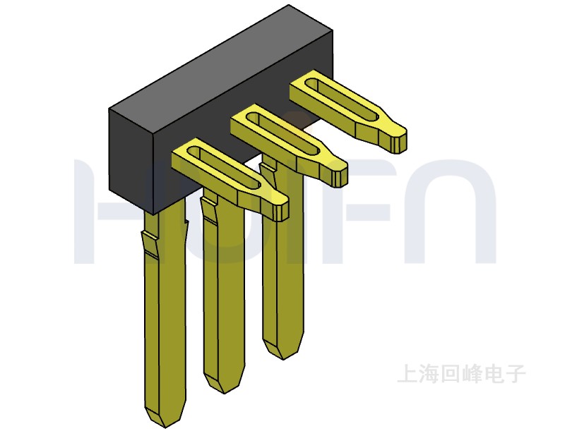 2.54mm鱼眼排针 单排单塑 90度弯脚 DIP 1*40PIN